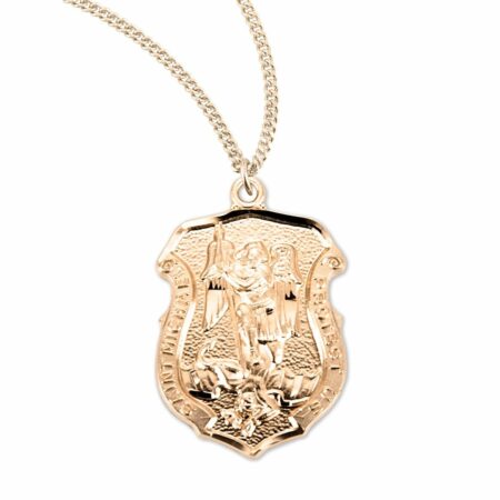 Saint Michael Gold Over Sterling Silver Badge Medal