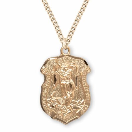 Saint Michael Gold Over Sterling Silver Badge Medal