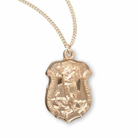 Saint Michael Gold Over Sterling Silver Badge Medal