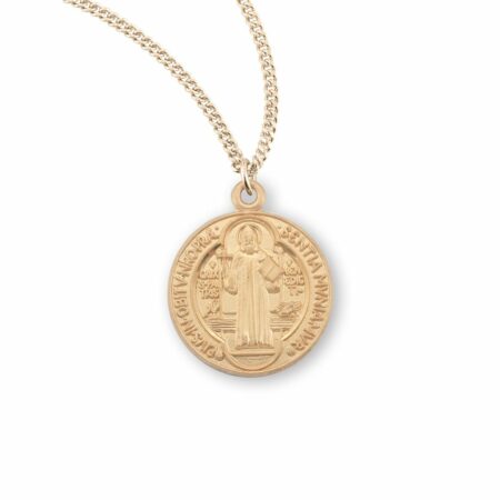 Saint Benedict Round Gold Over Sterling Silver Medal