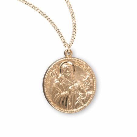 Saint Benedict Round Gold Over Sterling Silver Medal
