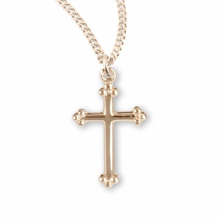 Gold Over Sterling Silver Small Budded Cross