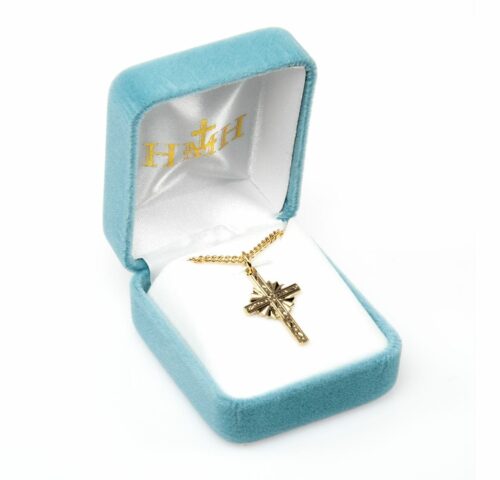 Gold Over Sterling Silver Engraved Vine Design Cross - Image 3