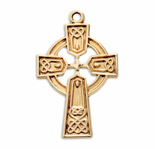 Gold Over Sterling Silver Irish Celtic cross Pendant - Image 2