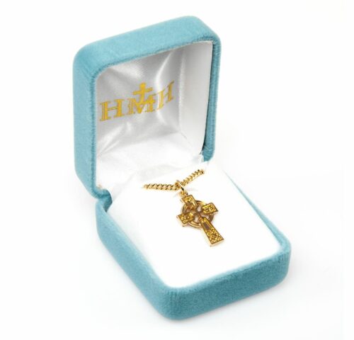 Gold Over Sterling Silver Irish Celtic cross Pendant - Image 3