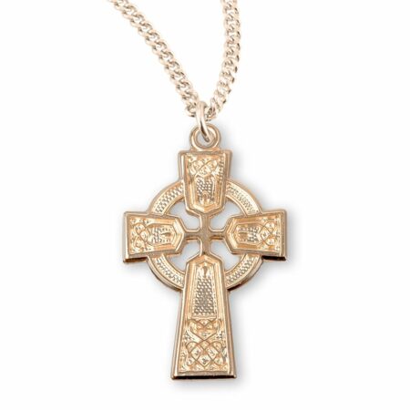 Gold Over Sterling Silver Irish Celtic cross Pendant
