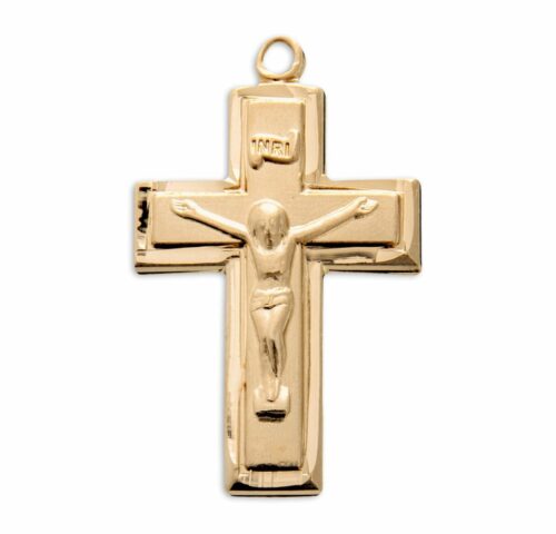 Gold Over Sterling Silver Wide Crucifix - Image 2