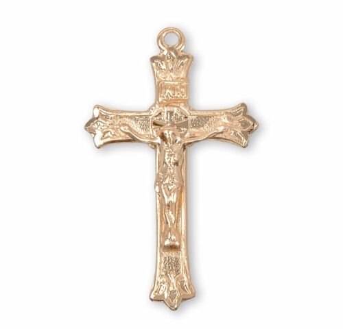 Triple Flare Tip Gold Over Sterling Silver Crucifix - Image 2