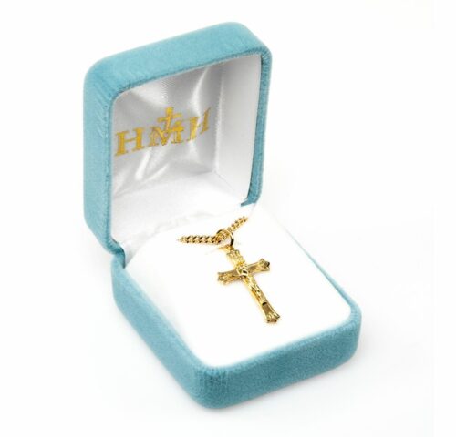 Triple Flare Tip Gold Over Sterling Silver Crucifix - Image 3