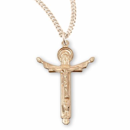 Holy Trinity Gold Over Sterling Silver Crucifix