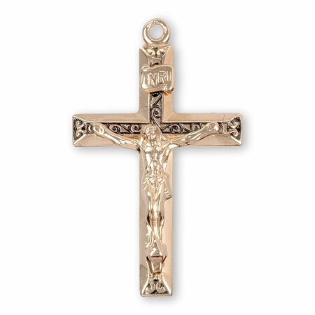 Gold Over Sterling Silver High Polished Crucifix