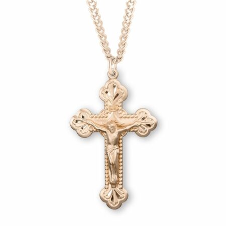 Gold Over Sterling Silver Budded Crucifix