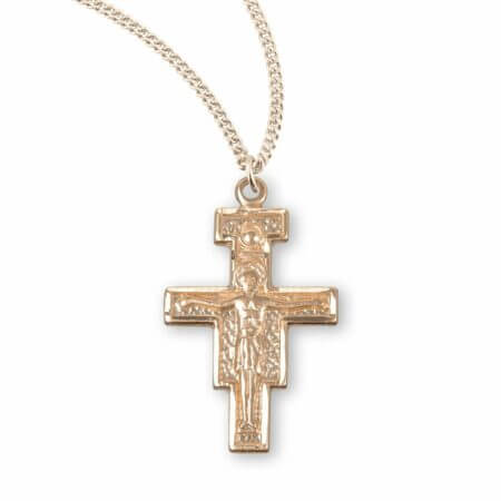 San Damiano Gold Over Sterling Silver Crucifix