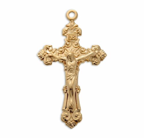 Gold Over Sterling Silver Fancy Filigree Crucifix - Image 2