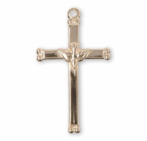 Gold Over Sterling Silver Cross with Holy Spirit - Image 2