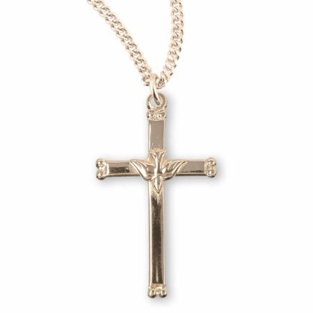 Gold Over Sterling Silver Cross with Holy Spirit