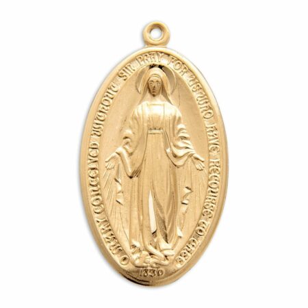Gold Over Sterling Silver Oval Miraculous Medal