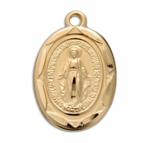 Gold Sterling Silver Oval Miraculous Medal - Image 2