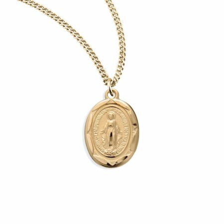 Gold Sterling Silver Oval Miraculous Medal