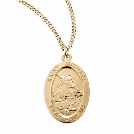 Patron Saint Michael Gold Over Sterling Silver Oval Medal
