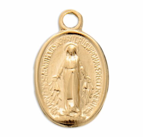 Gold Over Sterling Silver Oval Miraculous Medal - Image 2