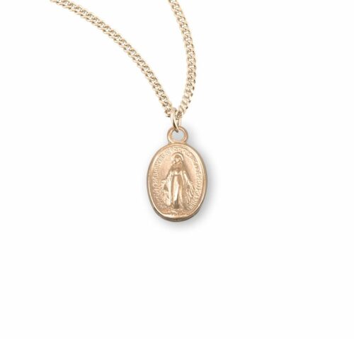 Gold Over Sterling Silver Oval Miraculous Medal