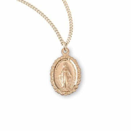 Gold Over Sterling Silver Oval Miraculous Medal
