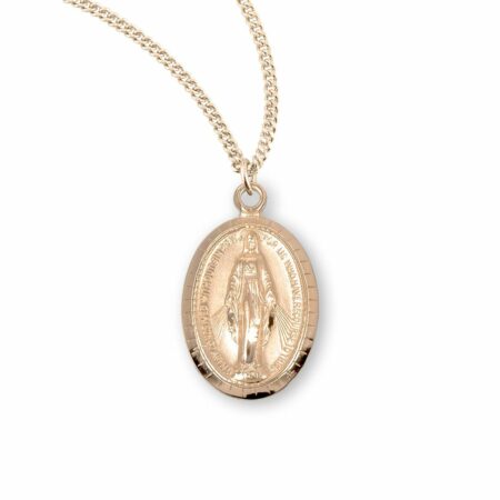 Gold Over Sterling Silver Oval Miraculous Medal
