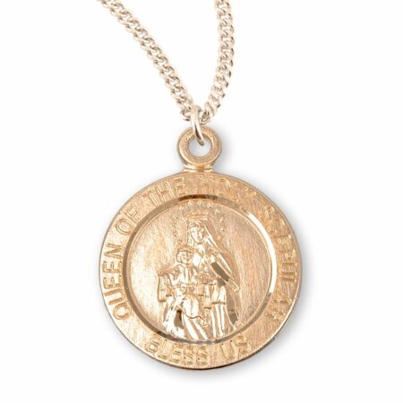 Holy Scapular Round Double Sided Gold Over Sterling Silver Medal