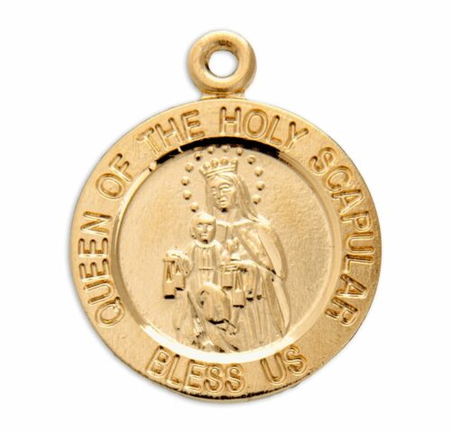 Holy Scapular Round Double Sided Gold Over Sterling Silver Medal - Image 2