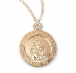 Holy Scapular Round Double Sided Gold Over Sterling Silver Medal