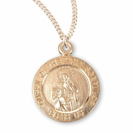 Holy Scapular Round Double Sided Gold Over Sterling Silver Medal