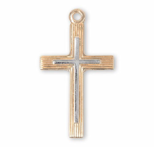 Two-Tone Gold Over Sterling Silver Cross - Image 2