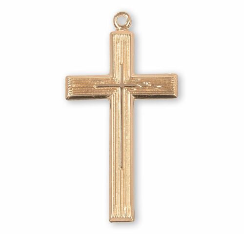 Gold Over Sterling Silver Cross with a High Polished Inlayed Cross - Image 2