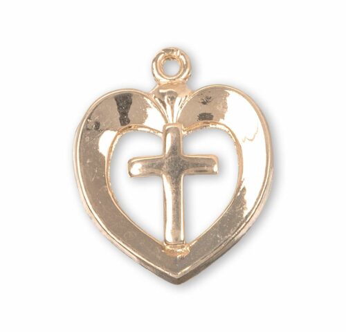Gold Over Sterling Silver Heart with Cross - Image 2