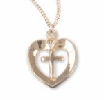 Gold Over Sterling Silver Heart with Cross