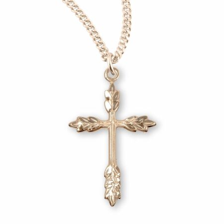 Gold Over Sterling Silver Wheat Cross