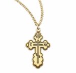 Gold Over Sterling Silver "Byzantine" Style Cross with Black Enamel