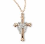 Gold Plated Cross with a Rhodium Plated Robe