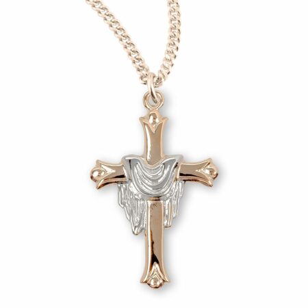 Gold Plated Cross with a Rhodium Plated Robe