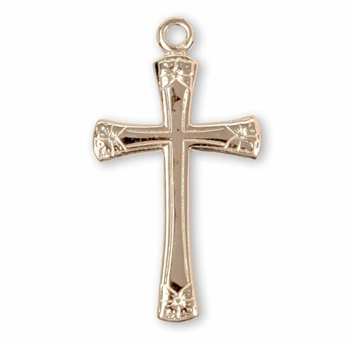 Flower Tipped Gold Over Sterling Silver Cross - Image 2