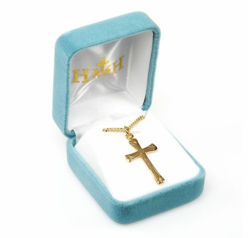 Flower Tipped Gold Over Sterling Silver Cross - Image 3