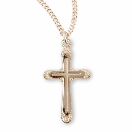 Gold Over Sterling Silver Rounded Edge Cross