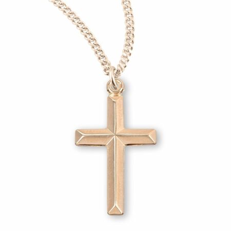 Gold Over Sterling Silver Angle Edged Cross