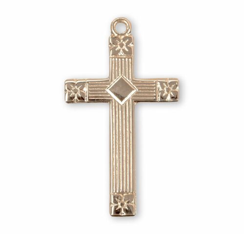 Gold Over Sterling Silver Engraved Cross - Image 2