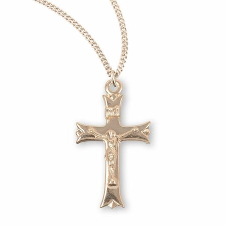 Notched flare tipped Gold Over Sterling Silver Crucifix
