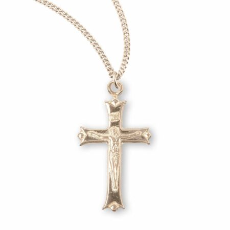 Leaf Tipped Gold Over Sterling Silver High Polished Crucifix