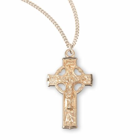 Gold Over Sterling Silver Celtic Crucifix