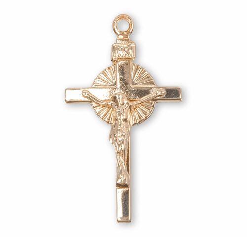 Sunburst Gold Over Sterling Silver Crucifix - Image 2