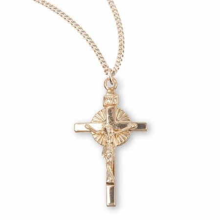 Sunburst Gold Over Sterling Silver Crucifix